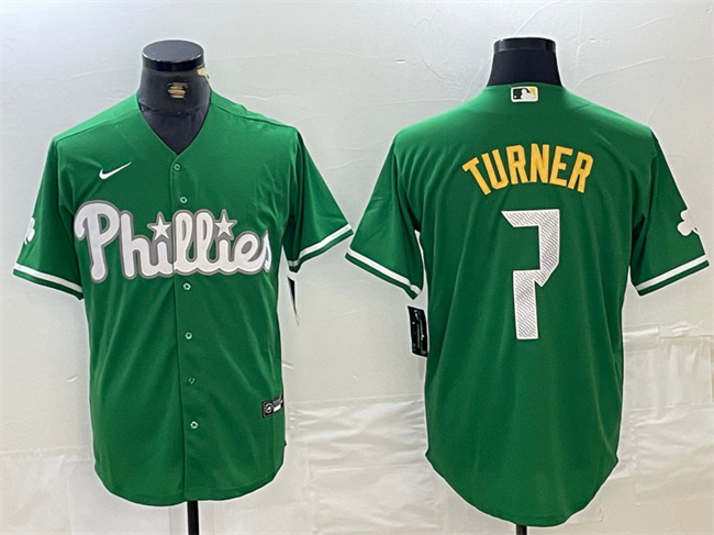 Men's Philadelphia Phillies #7 Trea Turner Green 2024 City Connect Stitched Jersey